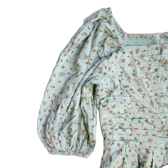 EUC Ivy City Co. Hazel Midi in Green Floral Smocked Puff Sleeve Dress XS - Picture 2 of 5